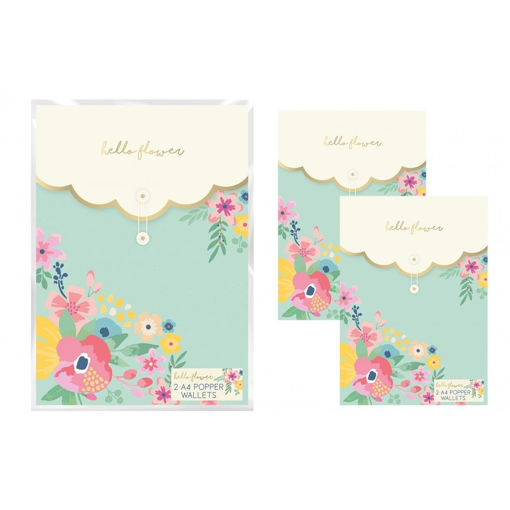 Picture of HELLO FLOWER A4 POPPER WALLETS - 2 PACK